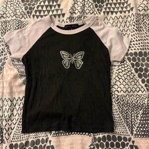 Faded Rose Blinged Butterfly Baby Tee